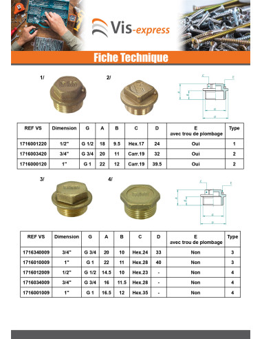 1 x Bouchon mâle Figure 290 20X27 (3/4") Laiton...