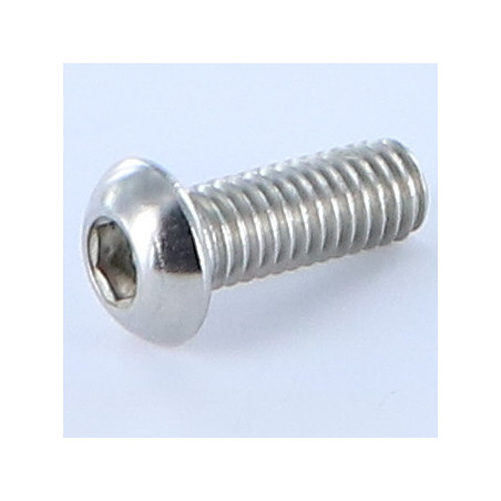 1 x Vis métaux BHC (Tête Bombée Hexagonal creux) M6X8 Filetage total Clé de 4 HC4 Inox A4