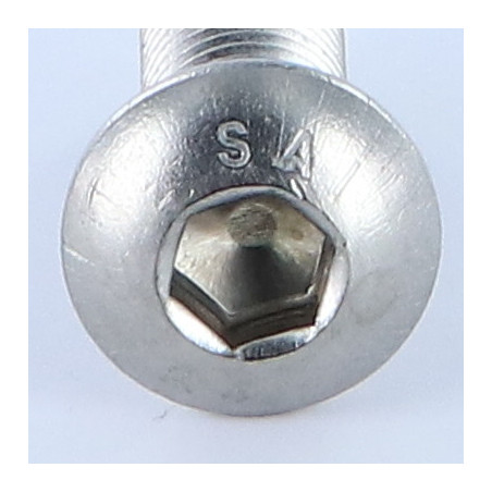 1 x Vis métaux BHC (Tête Bombée Hexagonal creux) M10X16 Filetage total Clé de 6 HC6 Inox A4