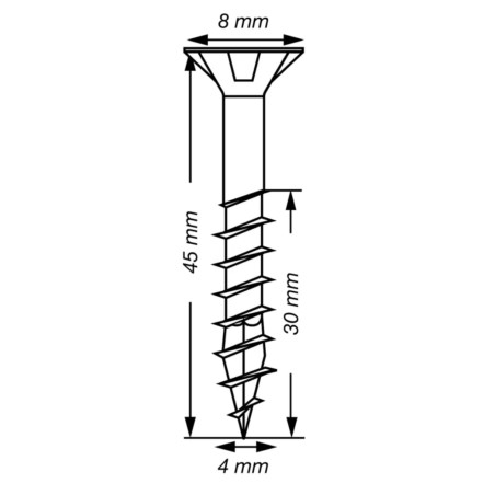 1 x Spax T-STAR PLUS Tête fraisée TORX T20 Inox A2 4X45 Filetée sur 30