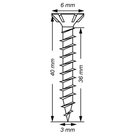 1 x Spax T-STAR PLUS Tête fraisée TORX T10 Inox A2 3X40 Filetage total microvis