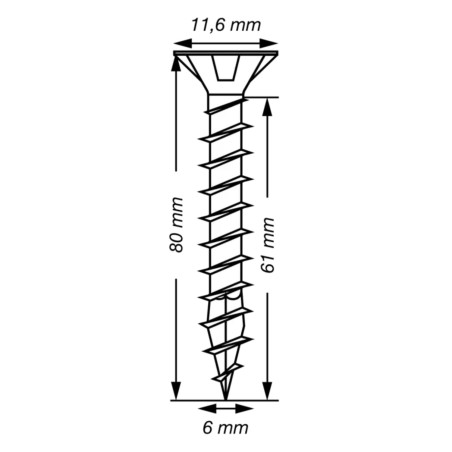 1 x Spax T-STAR PLUS Tête fraisée TORX T30 Inox A2 6X80 Filetage total