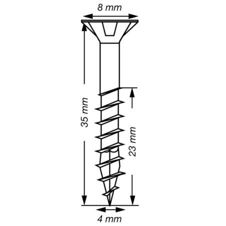 1 x Spax T-STAR PLUS Tête fraisée TORX T20 Inox A2 4X35 Filetée sur 23