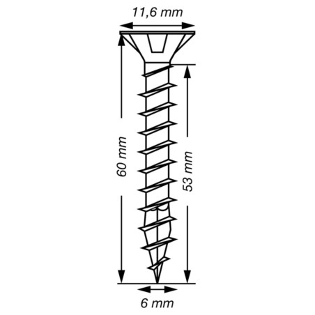 1 x Spax T-STAR PLUS Tête fraisée TORX T30 Inox A2 6X60 Filetage total