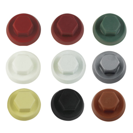 1 x Capuchon Tête hexagonale TH Polyéthylène RAL9003 blanc de sécurité pour vis autoperceuse ou tole de diam 4.8-5.5