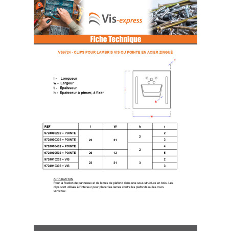 1 x Clips pour lambris n° 3 + Pointe Acier zingué