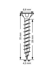 Spax T-STAR PLUS Tête fraisée TORX T20 Inox A2 4.5X70... 2