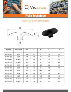 Cache tête de vis CHC BTR M6 Diamètre de tête: 10 Noir 2