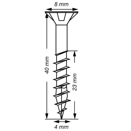 1 x Spax T-STAR PLUS Tête fraisée TORX T20 Inox A2 4X40 Filetée sur 23