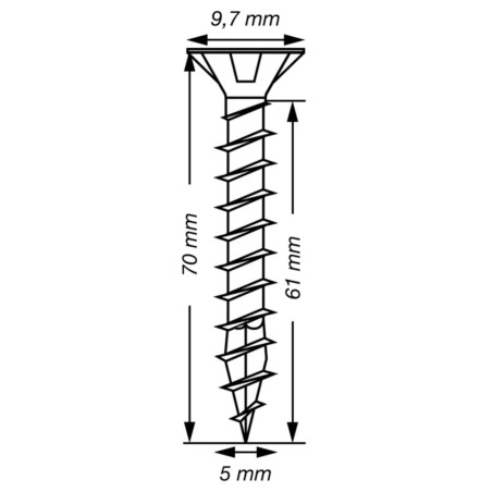 1 x Spax T-STAR PLUS Tête fraisée TORX T20 Inox A2 5X70 Filetage total