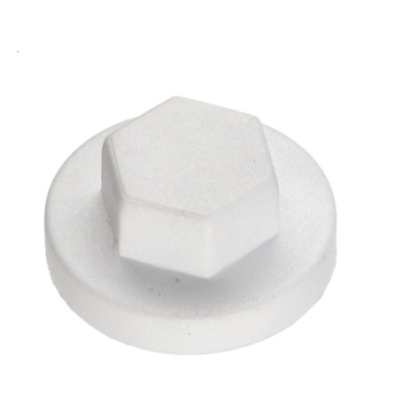 1 x Capuchon Tête hexagonale TH Polyéthylène RAL9010 blanc pur pour vis autoperceuse ou tole de diam 6.3