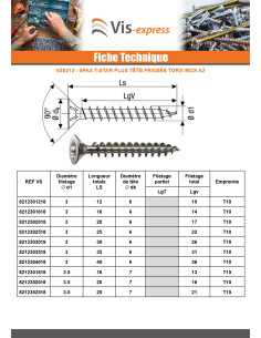 Spax T-STAR PLUS Tête fraisée TORX T15 Inox A2 3.5X30... 2