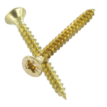 1 x VBA Vis bois agglo Tête fraisée Pozi N°2 3.5X30 Filetage total Acier laitonne