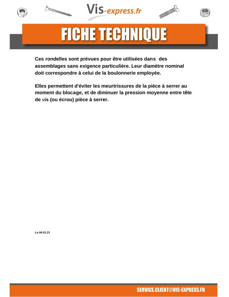 1 x Rondelle Plate M10X27X2 L Inox A4