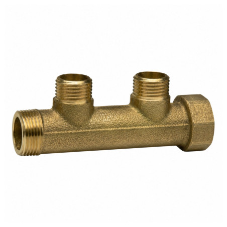 1 x Collecteur nourrice 2 sorties 20x27 (3/4") Mâle/Femelle Laiton pour plomberie sanitaire