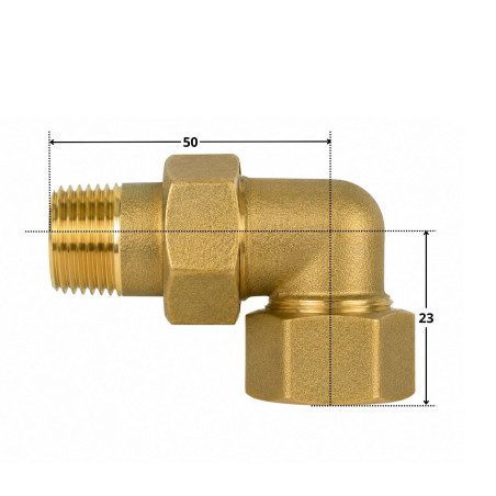 1 x Raccord union coudé spheroconique 15x21 (1/2") Mâle/Femelle Laiton Figure 98