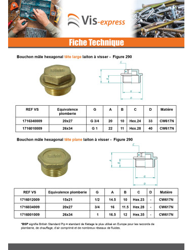 1 x Bouchon mâle Figure 290 15x21 (1/2") tête...