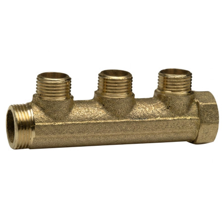 1 x Collecteur nourrice 3 sorties 20x27 (3/4") Mâle/Femelle Laiton pour plomberie sanitaire
