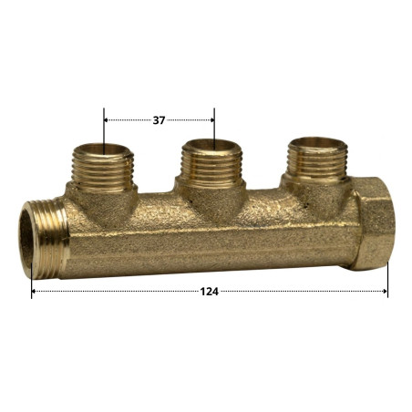 1 x Collecteur nourrice 3 sorties 20x27 (3/4") Mâle/Femelle Laiton pour plomberie sanitaire