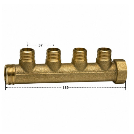 1 x Collecteur nourrice 4 sorties 26x34 (1") Mâle/Femelle Laiton pour plomberie sanitaire