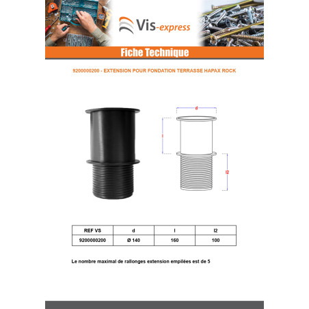 1 x Extension pour fondation terrasse HAPAX ROCK 140X260