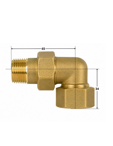 1 x Raccord union coudé joint torique 26x34...