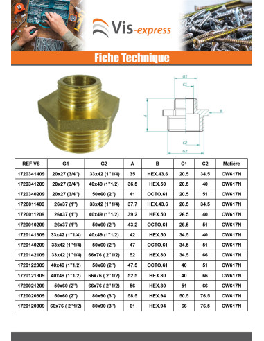 1 x Mamelon réduit figure 245 Mâle / Mâle 15x21...