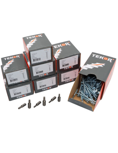 1 x TEKOR PACK PRO 1200 Vis Tête fraisée Cranté...
