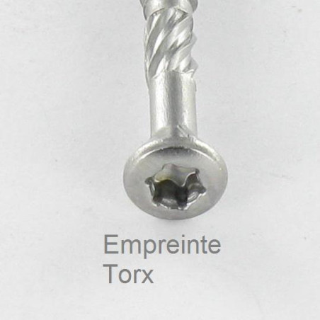 1 x Vis DECK TEKOR Tête fraisée bombée TFB TORX T20 4.5X60 Pointe antifendage type 17 Inox C2