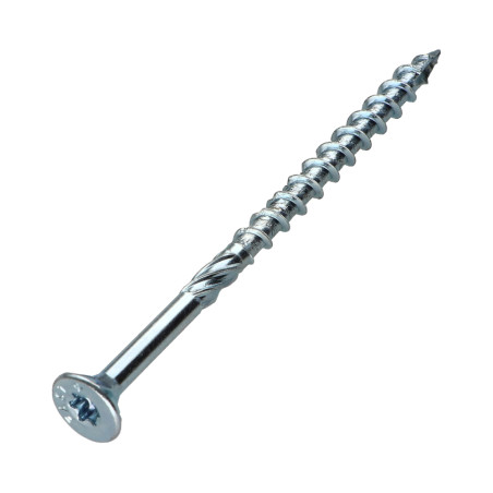 1 x Vis charpente TEKOR Tête fraisée Cranté TORX T40 10X100 Filetée sur 60 Pointe antifendage type 17 Acier zingué