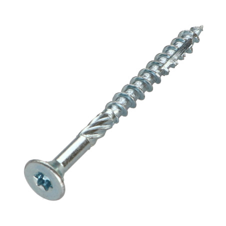 1 x Vis charpente TEKOR Tête fraisée Cranté TORX T25 5X60 Filetée sur 32 Pointe antifendage type 17 Acier zingué