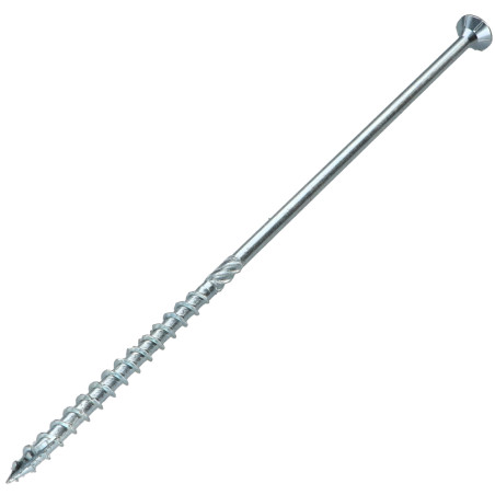 1 x Vis charpente TEKOR Tête fraisée Cranté TORX T40 8X360 Filetée sur 80 Pointe antifendage type 17 Acier zingué