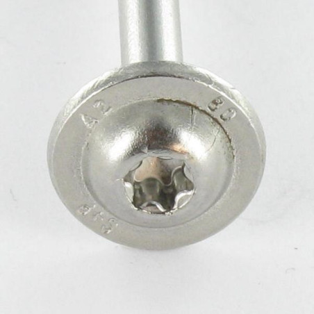 1 x Vis charpente tête disque Inox A2 8X280 Filetée sur 80 TORX T40 Diamètre de tête: 20