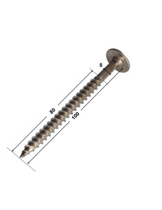 Vis charpente tête disque Inox A2 8X100 Filetée sur 80... 2