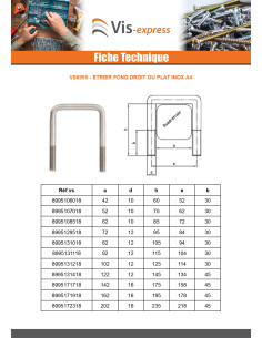 Etrier Fond droit ou plat 70X52X70 M10/30/30 Inox A4 2