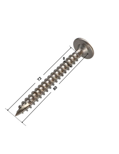 1 x Vis charpente tête disque Inox A2 8X80...
