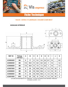 Ecrou cylindrique à souder Bossage extérieur M8 26X18... 2