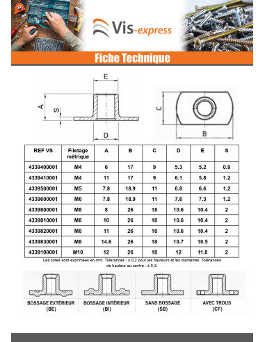 1 x Ecrou cylindrique à souder Bossage...
