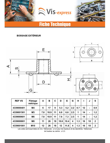 1 x Ecrou cylindrique à souder Bossage...