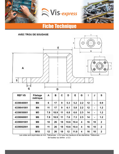1 x Ecrou cylindrique à souder Bossage...