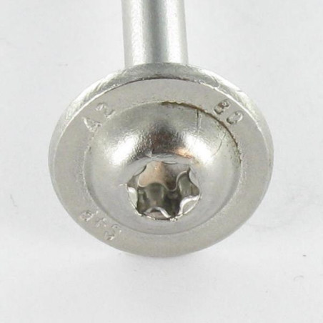 1 x Vis charpente tête disque Inox A2 4.5X25 Filetée sur 18 TORX T20 Diamètre de tête: 13