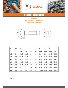 TRCC JAPY tête ronde collet carré M10X140 Filetage... 2
