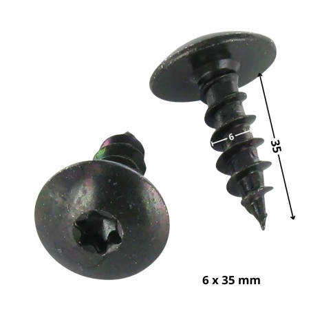 1 x Vis Penture 6X35 Filetage partiel TORX T30 Acier zingué noir