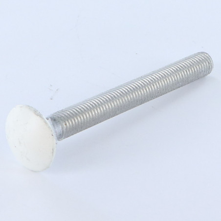 1 x TRCC JAPY tête ronde collet carré M7X40 Pas de 100 Filetage total Aluminium RAL9016 blanc signalisation 80%B