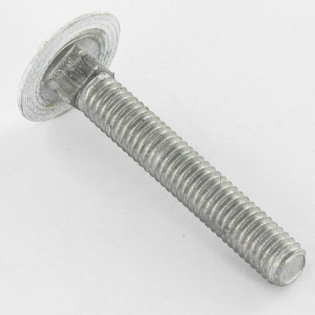 1 x TRCC JAPY tête ronde collet carré M7X65 Pas de 100 Filetage total Aluminium RAL9016 blanc signalisation 30%