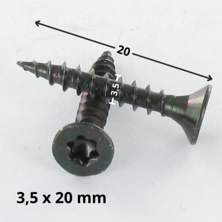 1 x VBA Vis bois agglo Tête fraisée TORX T15 3.5X20 Acier zingué noir
