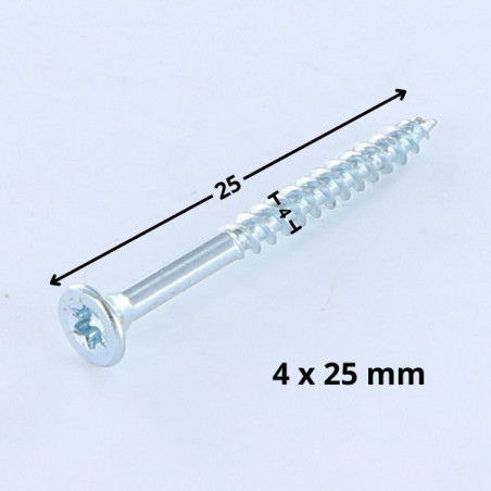 1 x VBA Vis bois agglo Tête fraisée TORX T20 4X25 Acier zingué