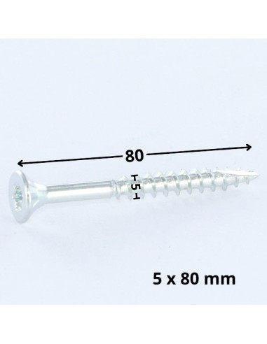 1 x Vis bois TEKOR Tête fraisée Cranté 5X80...
