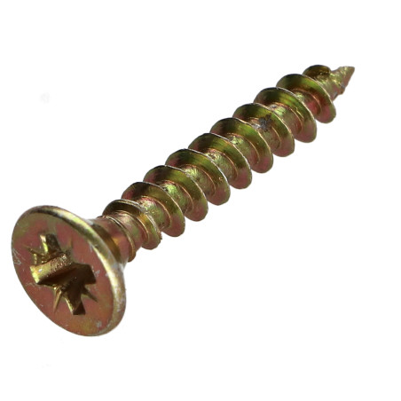 1 x Sachet 56 Pièces VBA Vis bois agglo Tête fraisée Pozi N°2 4X25 Filetage total Bichromaté
