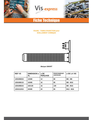 1 x TAMIS D INJECTION M6 Ou M8 12X80